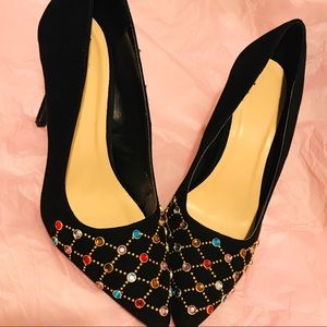 Brand New Black Suede Rainbow Studded Pumps👠❤️❤️